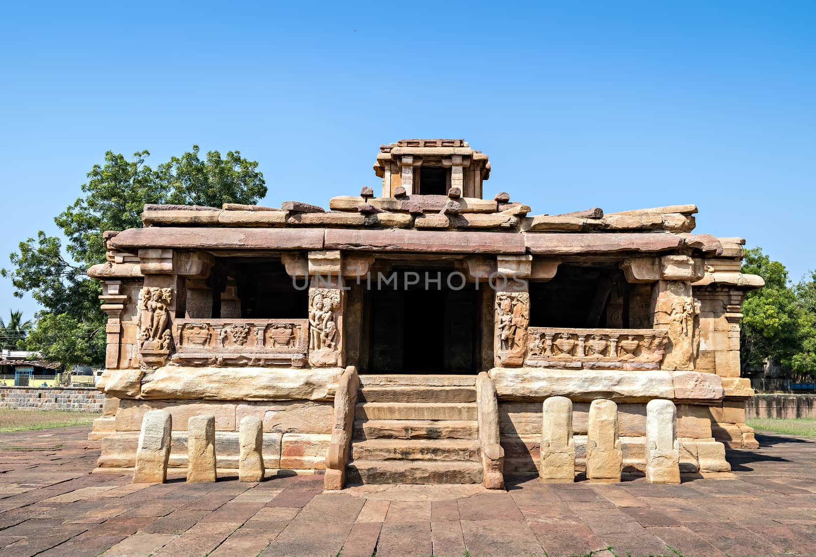Ancient 8th century carved stone temple of Aihole, Karnataka, India. by lalam