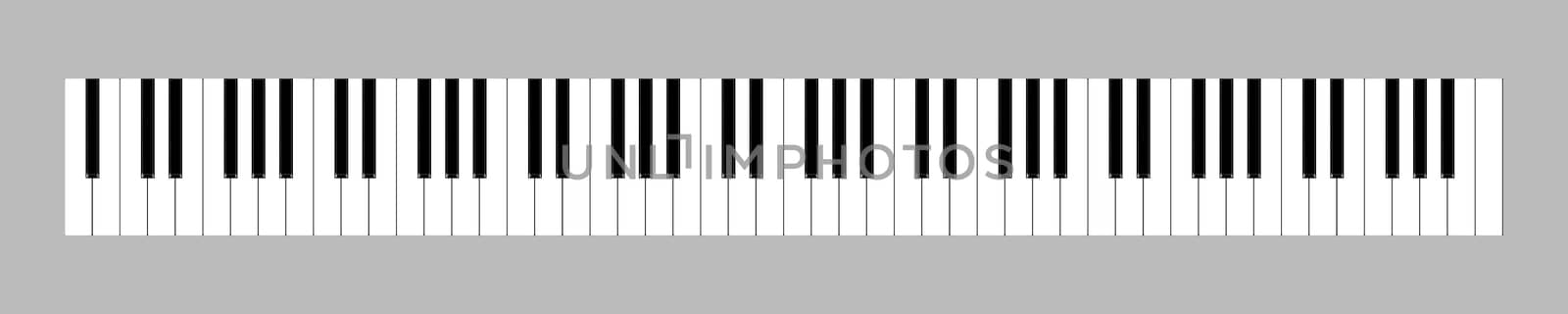 An 88 key full size keyboard 3d illustration