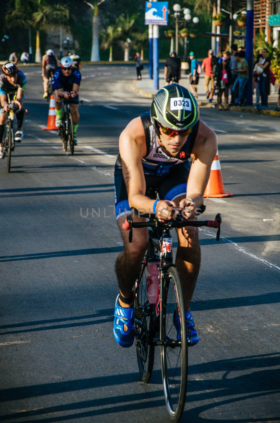 LIMA, PERU - APRIL 22th 2018: Ironman 70.3 . Athletes competing in the second stage of this great competition that is now cycling