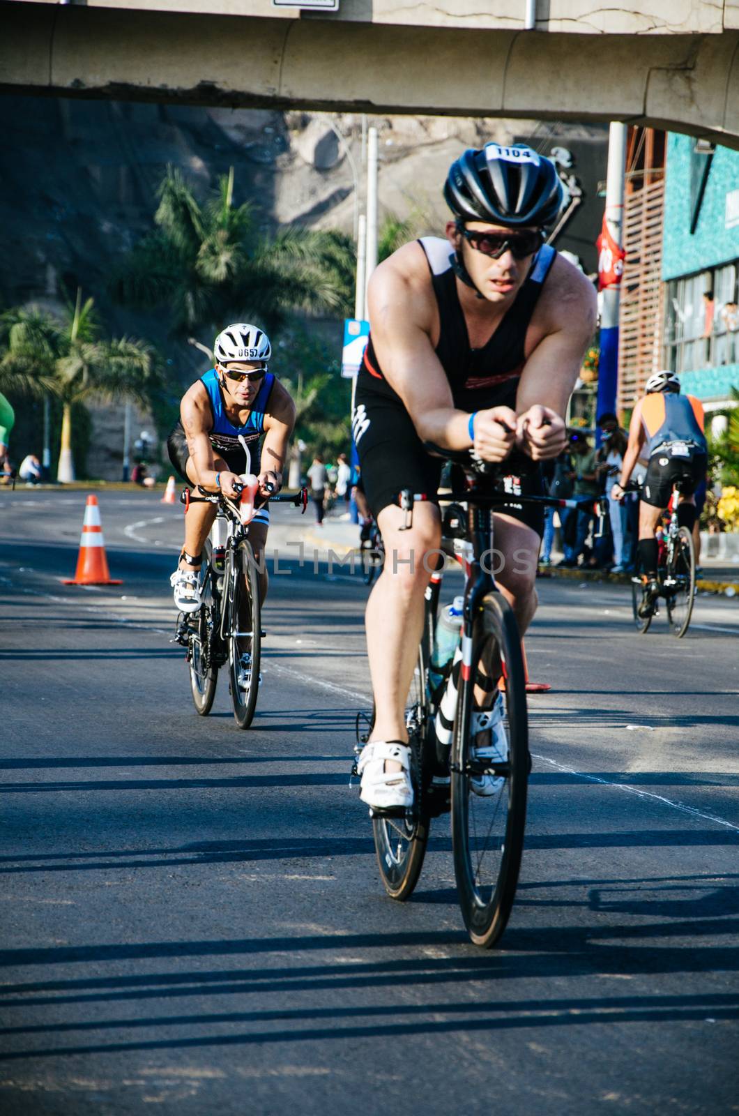 LIMA, PERU - APRIL 22th 2018: Ironman 70.3 . Athletes competing in the second stage of this great competition that is now cycling