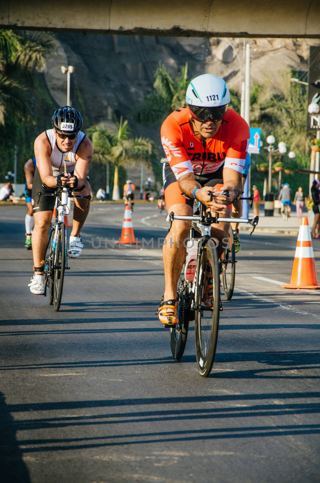 LIMA, PERU - APRIL 22th 2018: Ironman 70.3 . Athletes competing in the second stage of this great competition that is now cycling