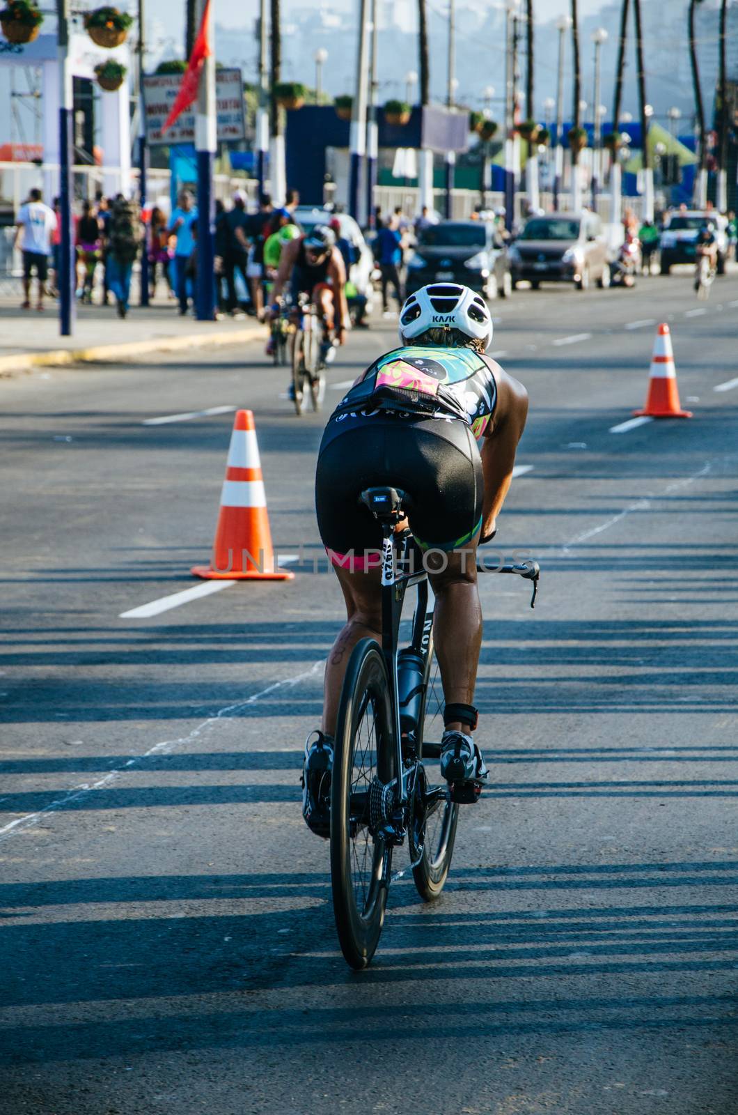 LIMA, PERU - APRIL 22th 2018: Ironman 70.3 . Athletes competing in the second stage of this great competition that is now cycling