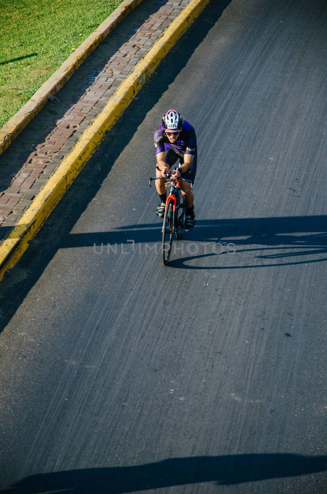 LIMA, PERU - APRIL 22th 2018: Ironman 70.3 . Athletes competing in the second stage of this great competition that is now cycling