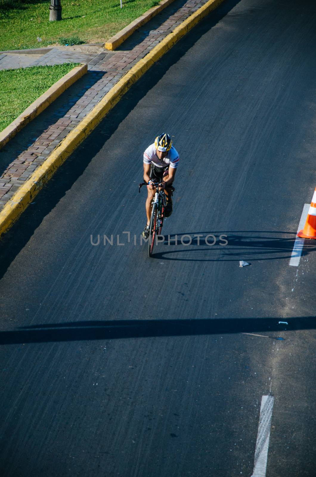 LIMA, PERU - APRIL 22th 2018: Ironman 70.3 . Athletes competing in the second stage of this great competition that is now cycling