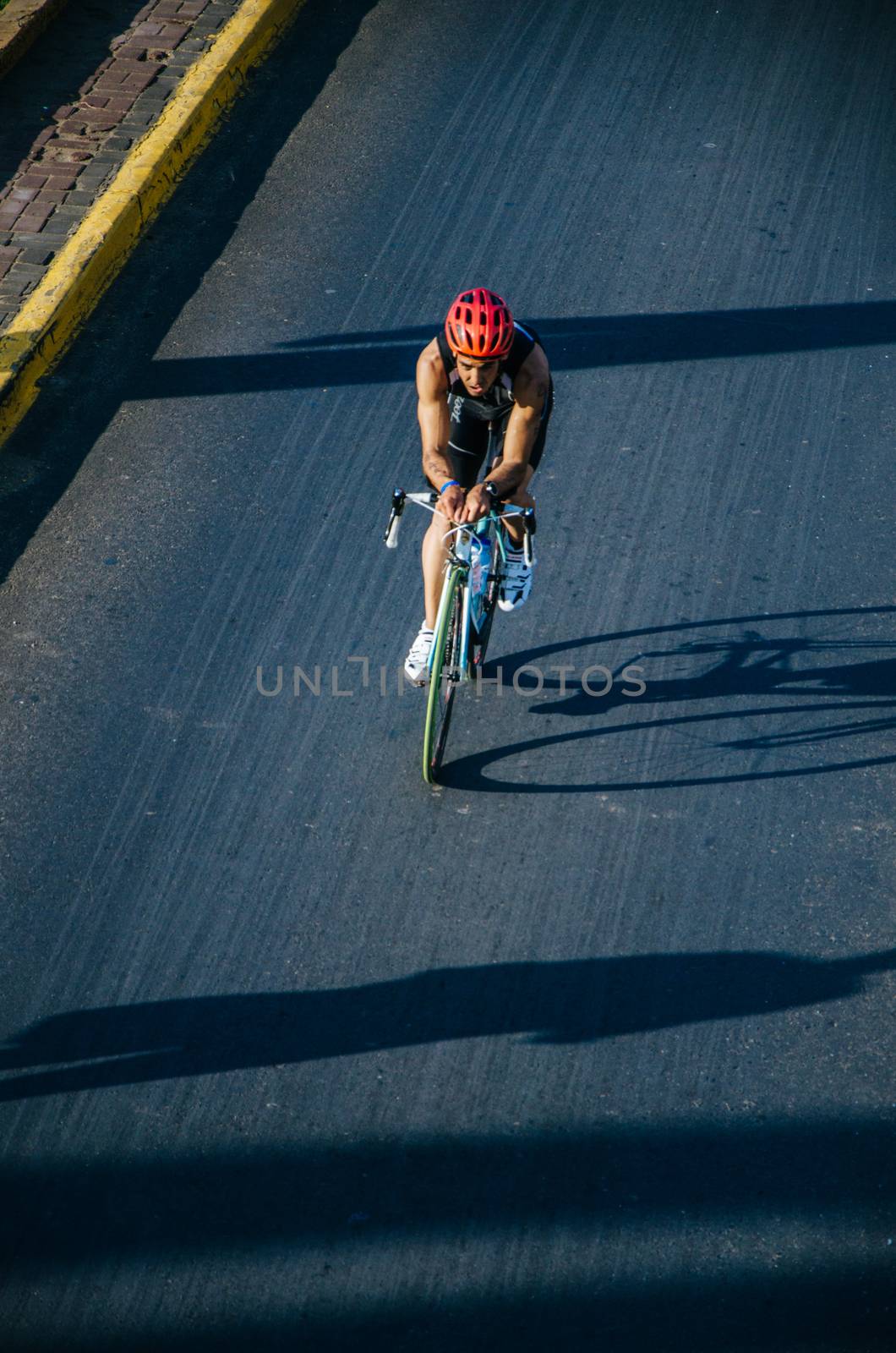 LIMA, PERU - APRIL 22th 2018: Ironman 70.3 . Athletes competing in the second stage of this great competition that is now cycling