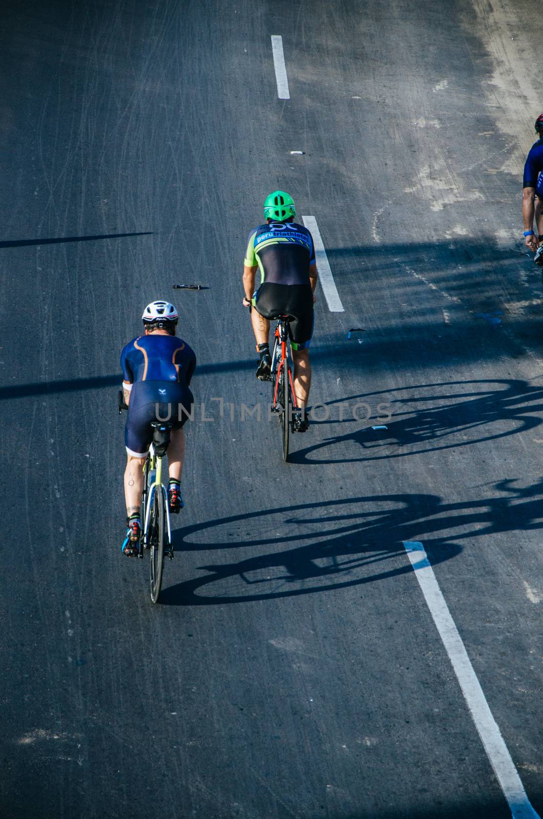 LIMA, PERU - APRIL 22th 2018: Ironman 70.3 . Athletes competing in the second stage of this great competition that is now cycling