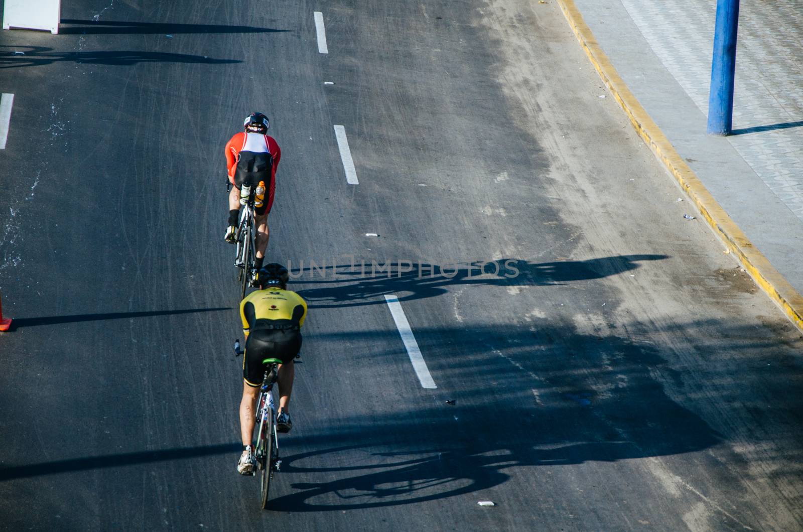 LIMA, PERU - APRIL 22th 2018: Ironman 70.3 . Athletes competing in the second stage of this great competition that is now cycling