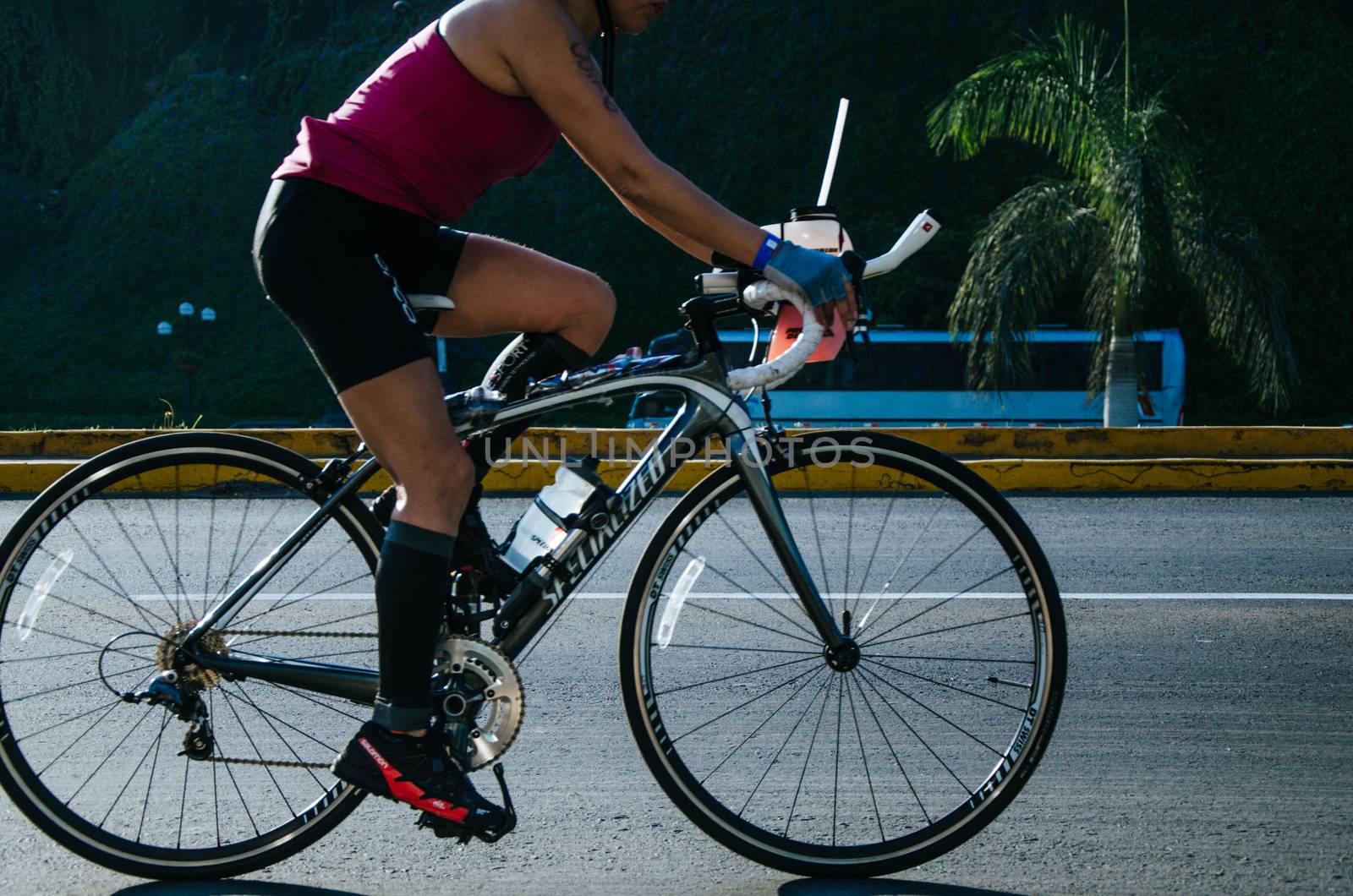 LIMA, PERU - APRIL 22th 2018: Ironman 70.3 . Athletes competing in the second stage of this great competition that is now cycling
