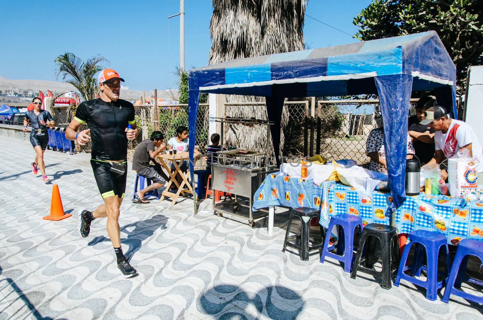 LIMA, PERU - APRIL 22th 2018: Ironman 70.3 . The merchants taking advantage of the great event to sell food