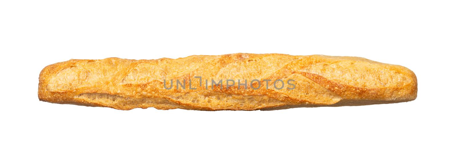 French traditional baguette isolated on white background