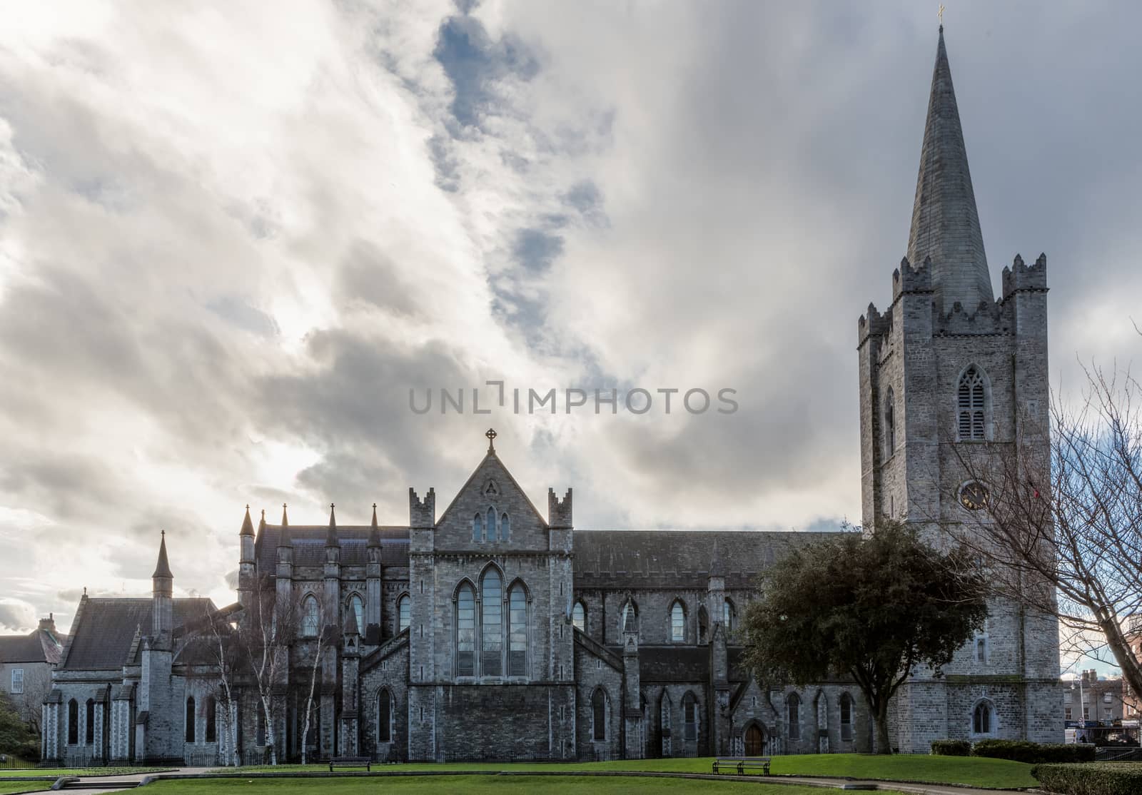DUBLIN, IRELAND - JANUARY 20 2017: Exterior of Saint Patrick Cathedral in Dublin. Christian Church in Dublin Ireland by mlechanteur