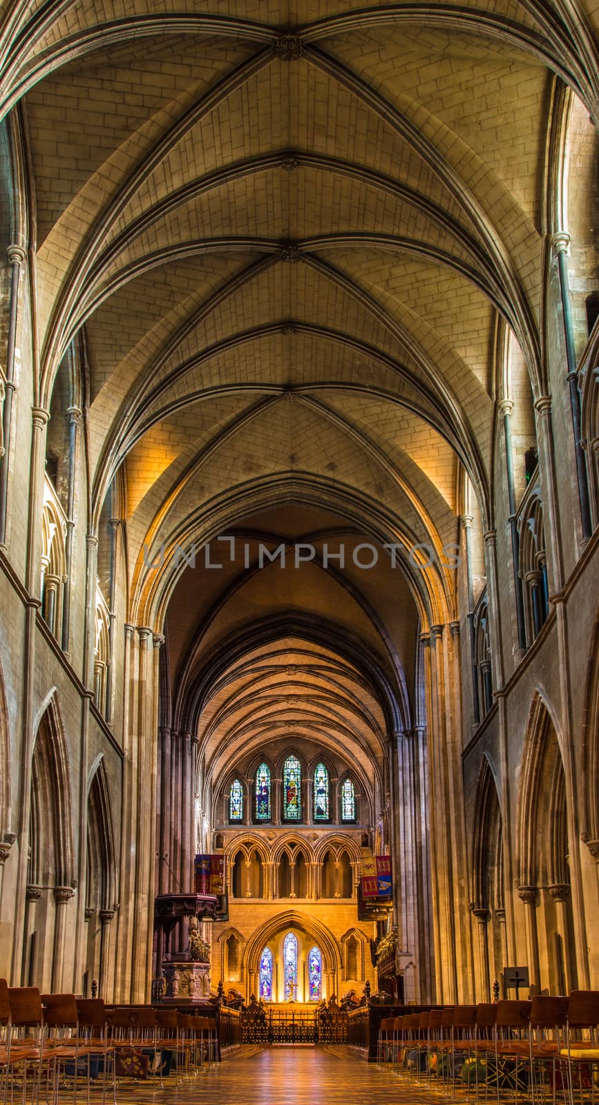 Ceiling of Saint Patrick Cathedral in Dublin. Christian Church in Dublin Ireland
