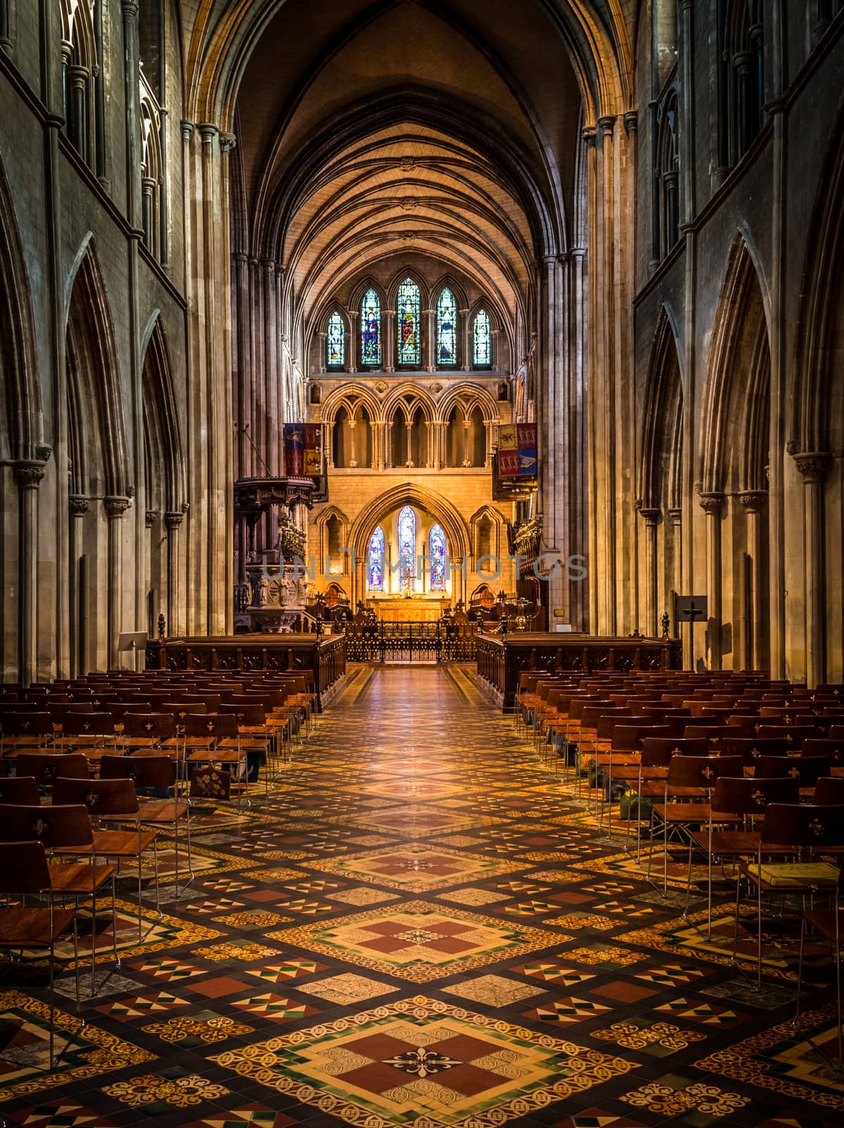 DUBLIN, IRELAND - JANUARY 20 2017: Interior of Saint Patrick Cathedral in Dublin. Christian Church in Dublin Ireland by mlechanteur