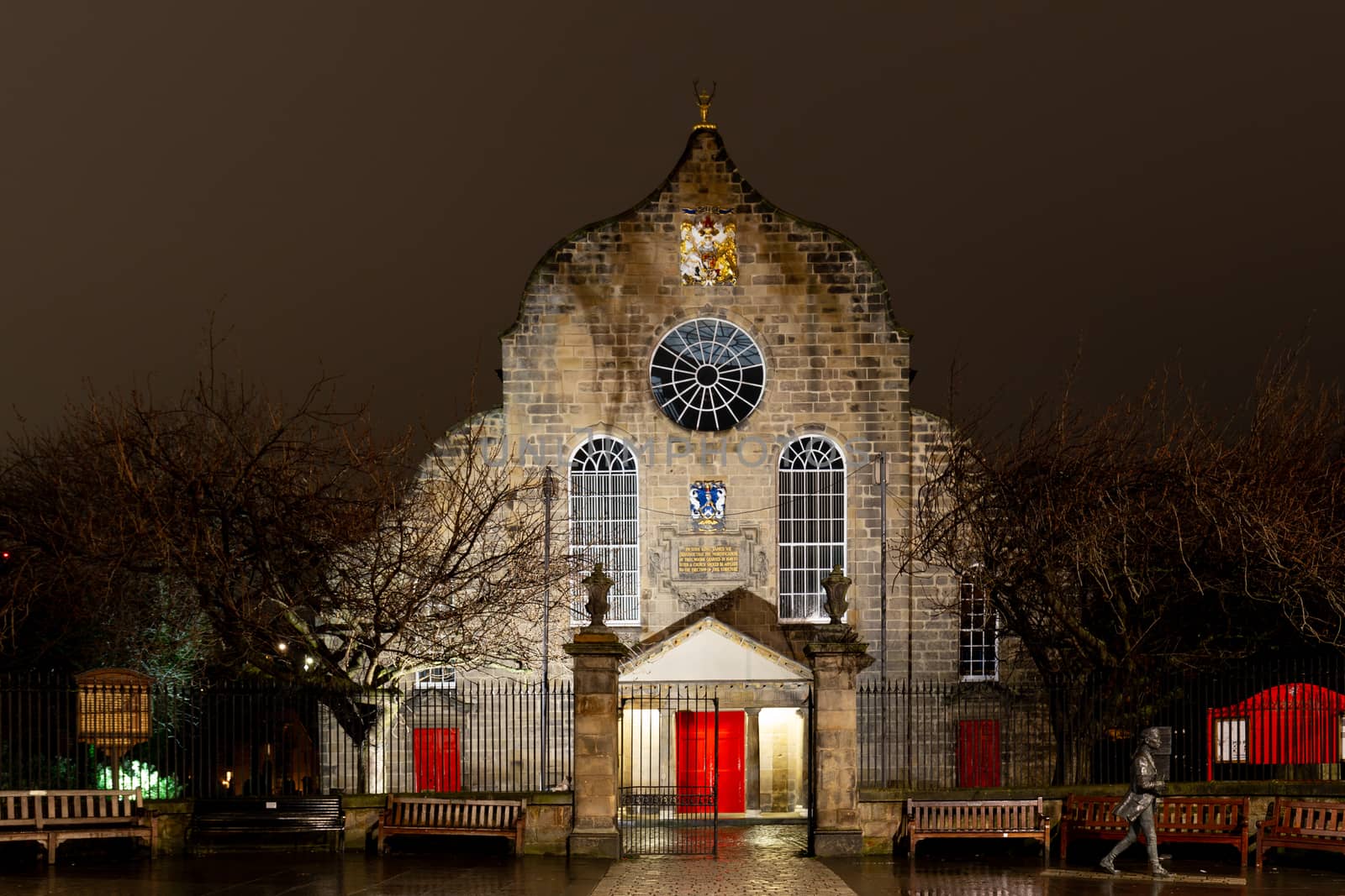 Edinburgh Scotland - March 19th 2020 Canongate church at night