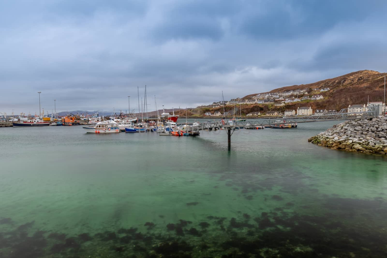 Harbor of mallaig scottish highlands blue green water