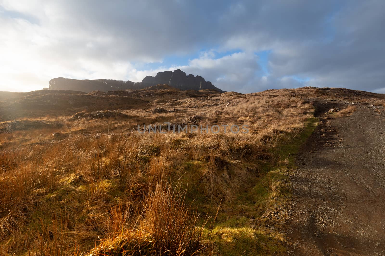 Path to the Old man of Storr Pinnacle Rock Isle of Skye Scotland