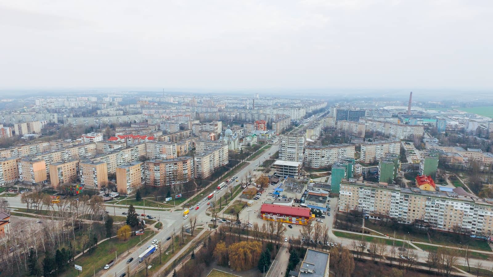 Aerial view of the city Ternopil in early spring. Ukraine by TrEKone
