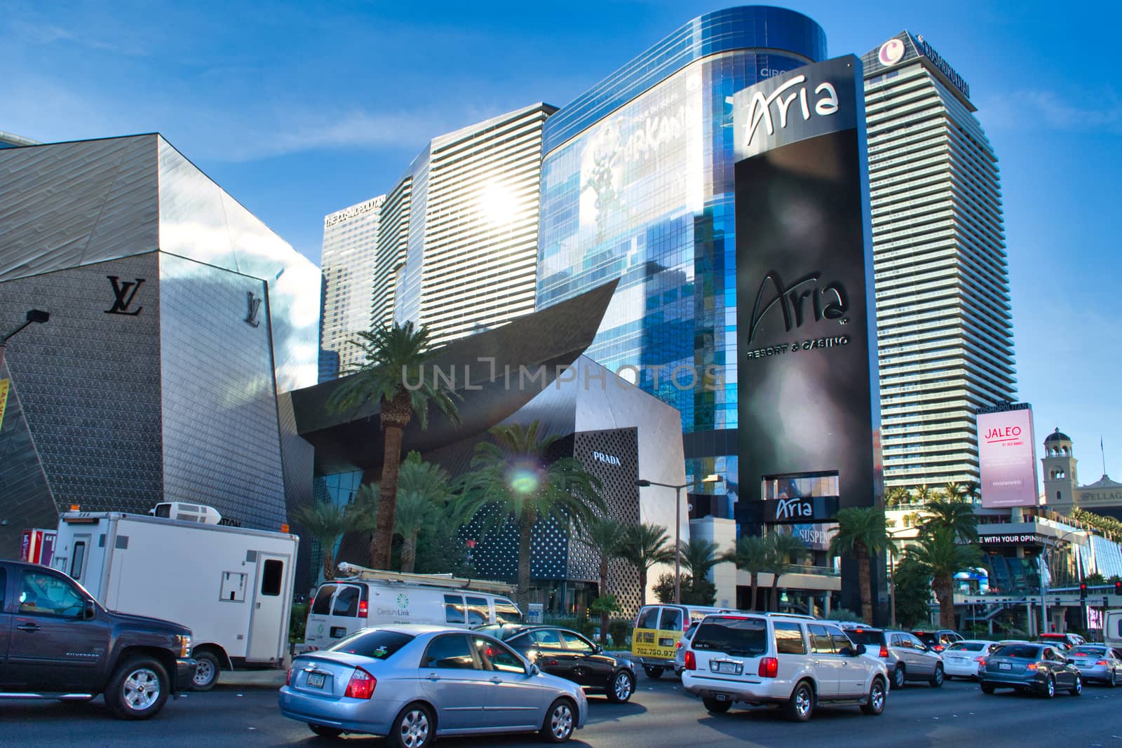 Las Vegas, USA, November 2013: View on the strip and Aria hotel in Las Vegas, Nevada