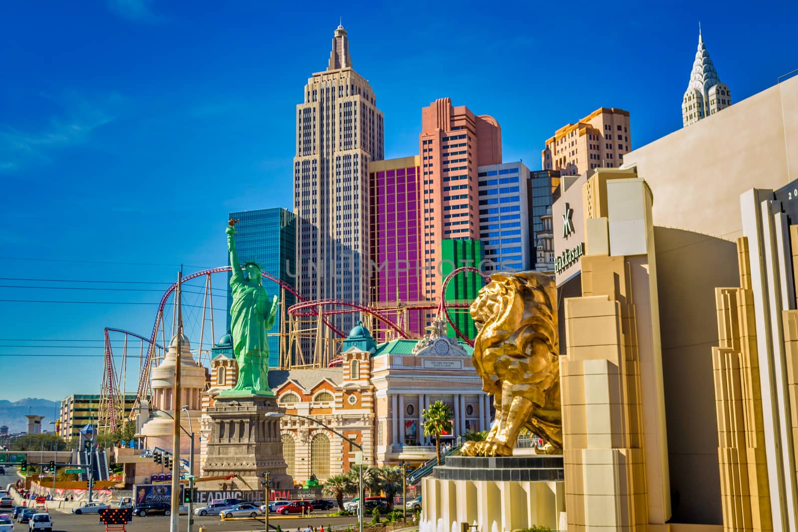 View on hotel and casino resort New York and hakkasan on the strip in Las Vegas, Nevada by kb79
