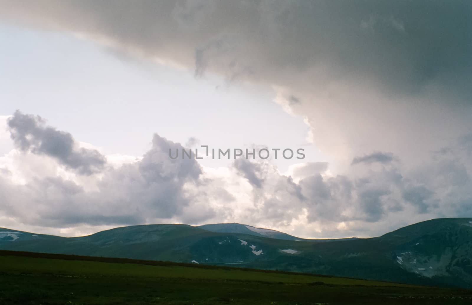 Altai landscape mountains and clouds. Nature is altai.