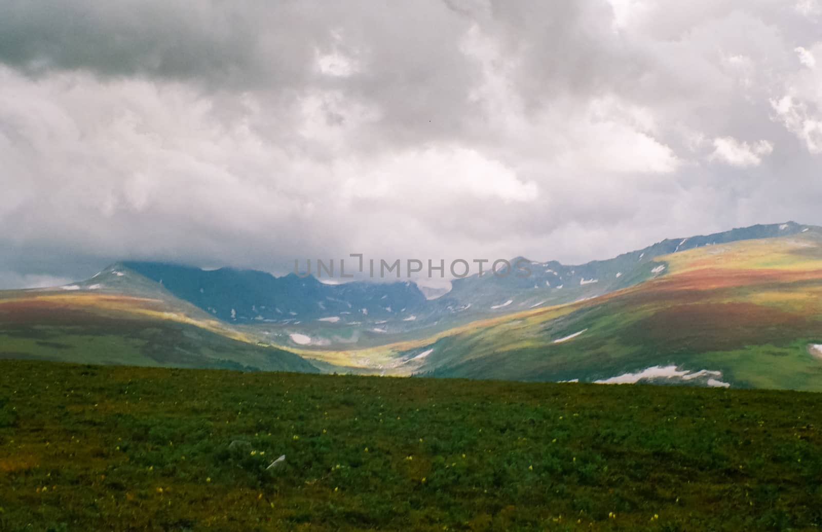 Altai landscape mountains and clouds. Nature is altai.
