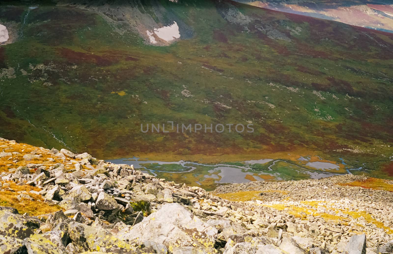Nature is altai in spring. Melted snow in the mountains.