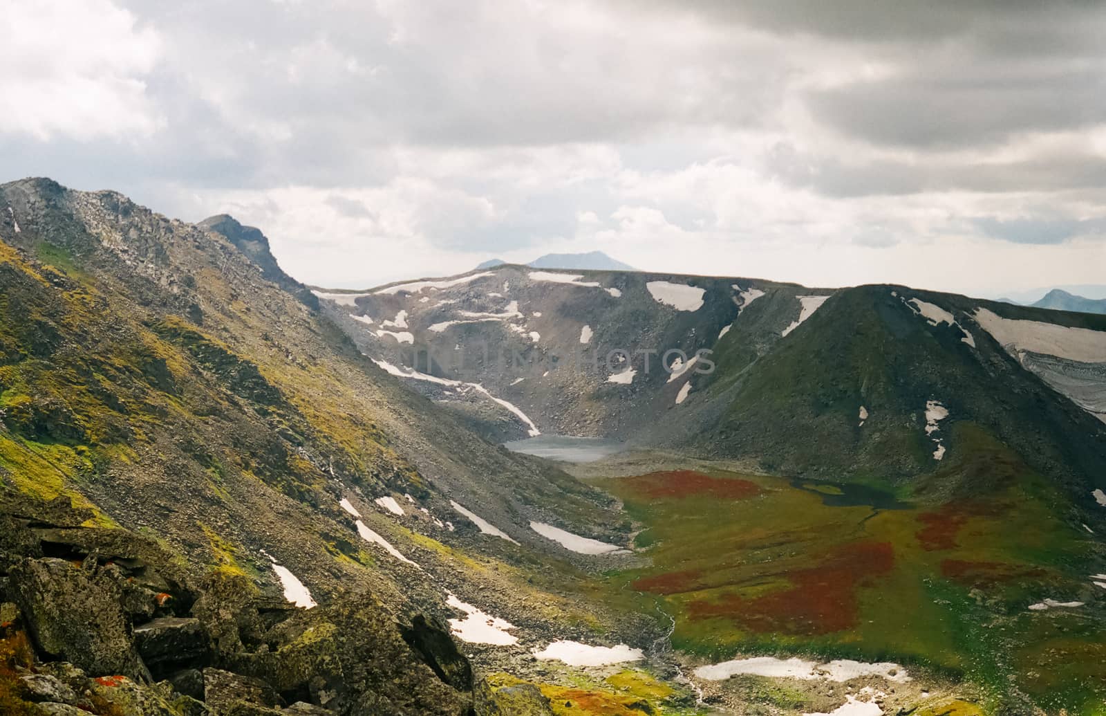 Nature is altai in spring. Melted snow in mountains. by DePo