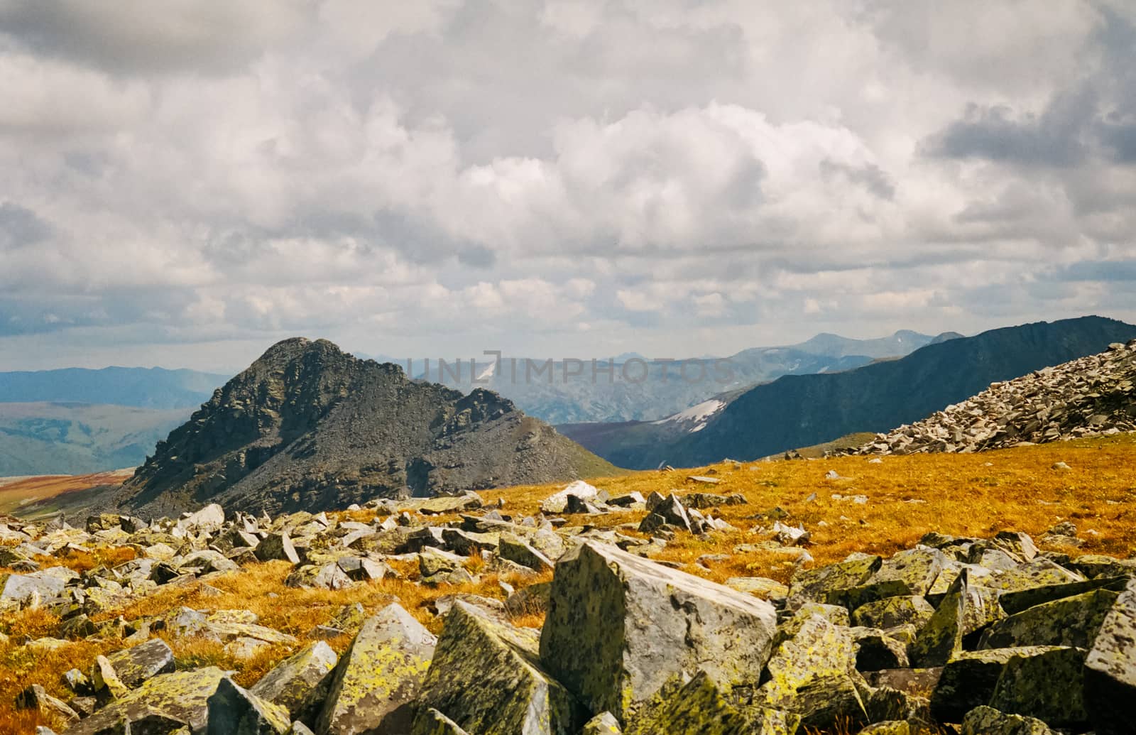 Nature is altai in spring. Melted snow in mountains. by DePo