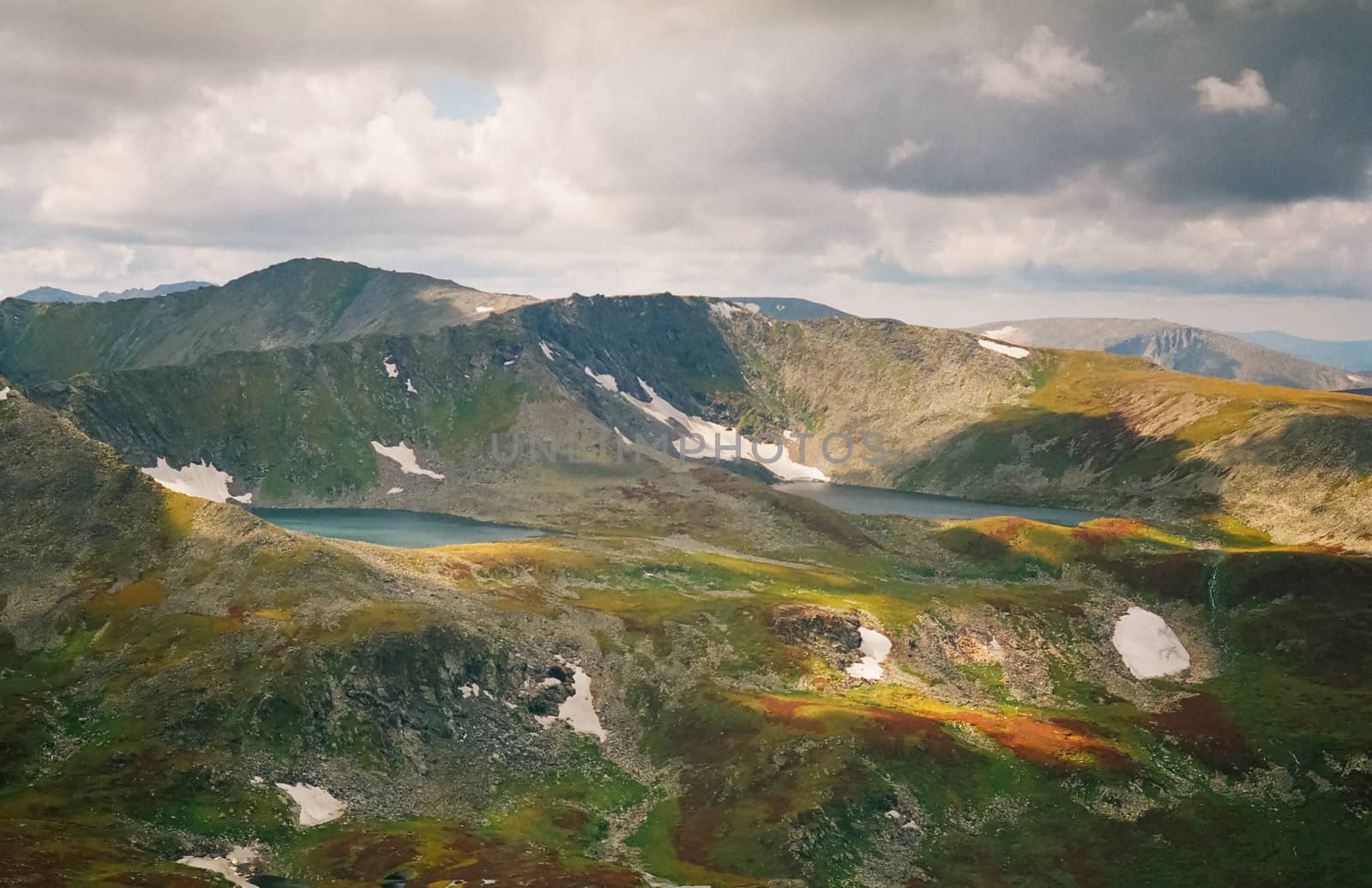 Nature is altai in spring. Melted snow in mountains. by DePo