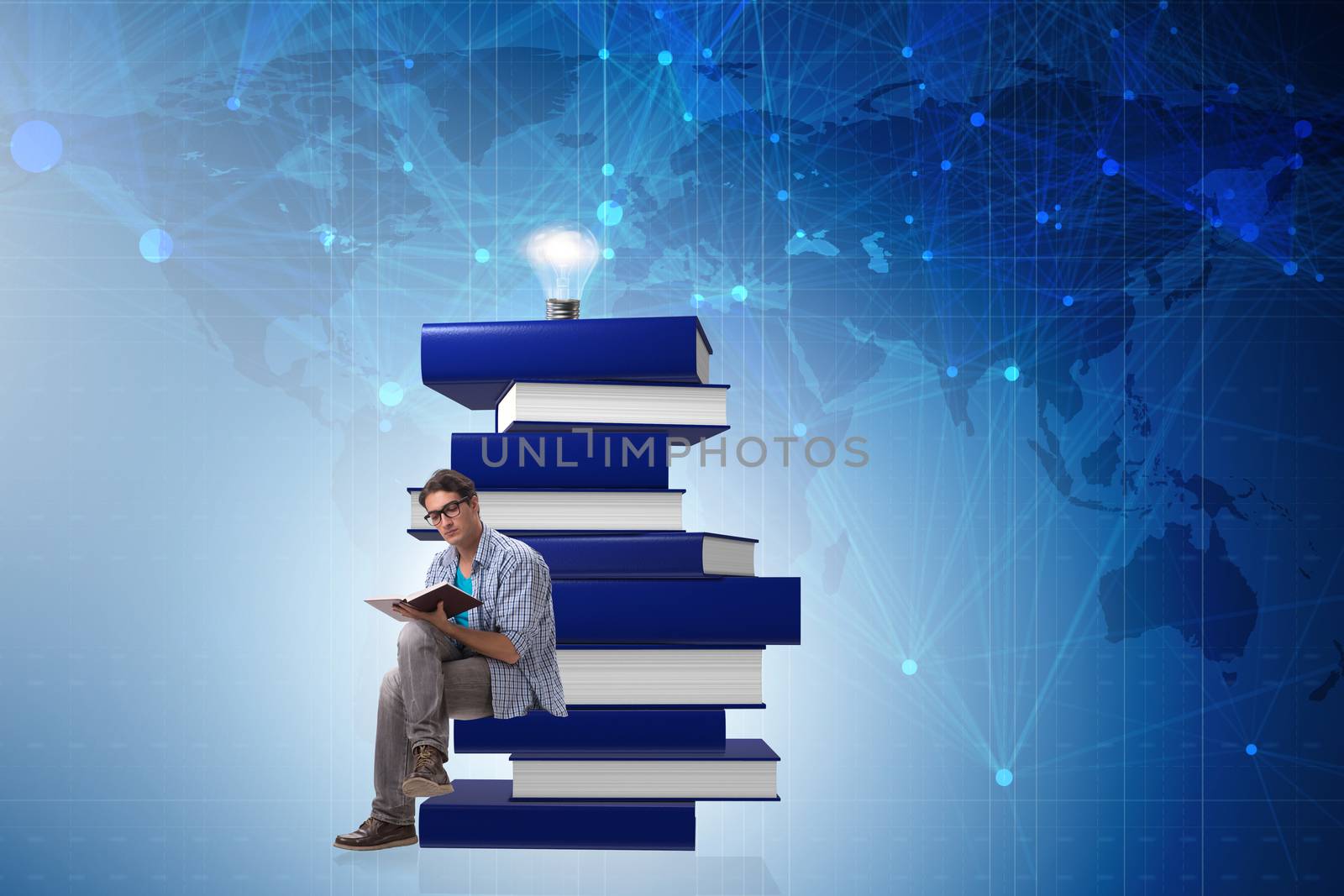 Young male student in education concept
