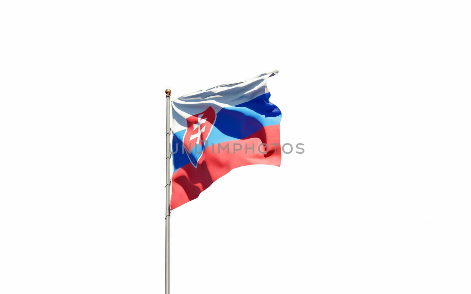 National state flag of Slovakia fluttering at sky background. by altman