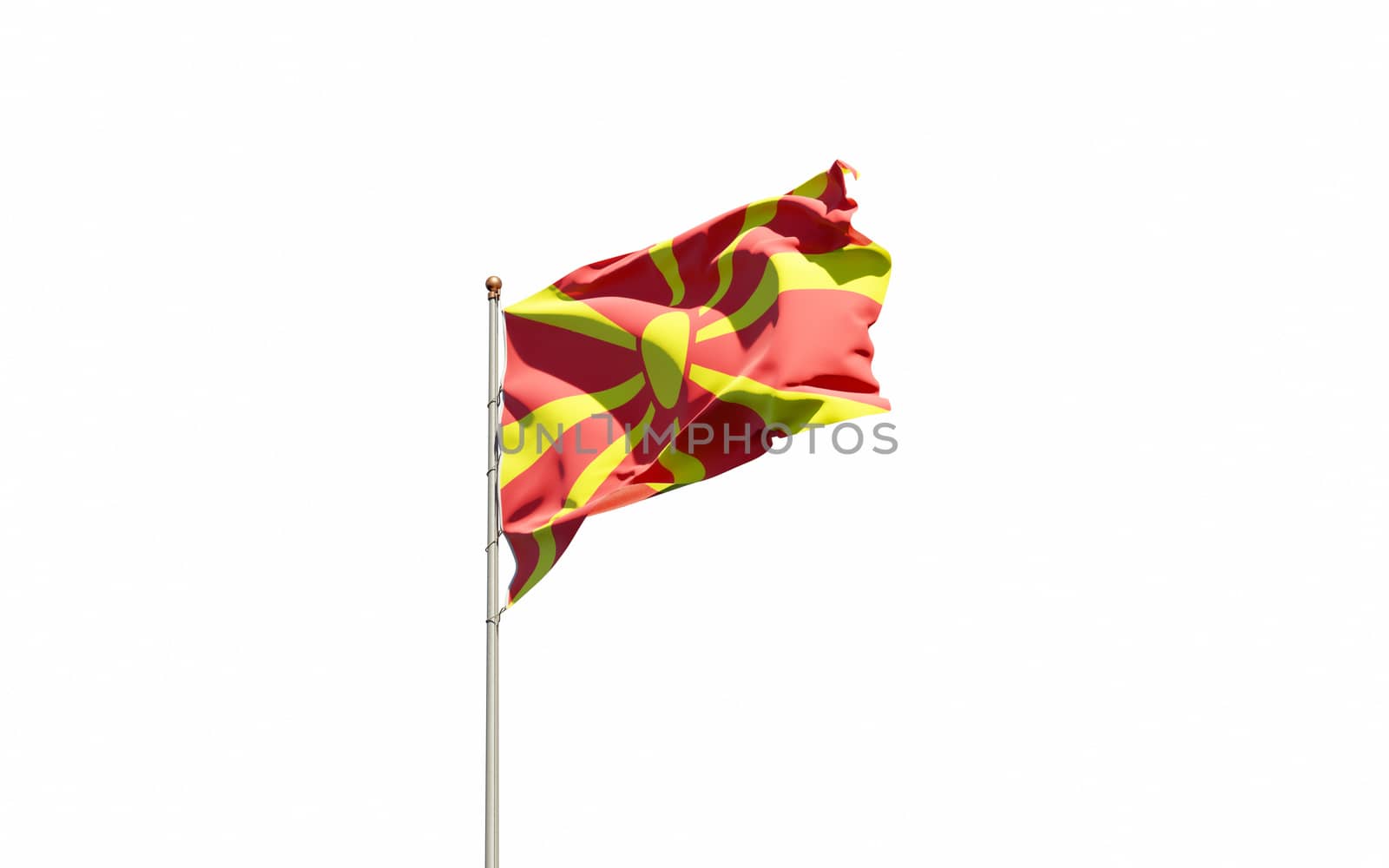 National state flag of Macedonia fluttering at sky background. by altman