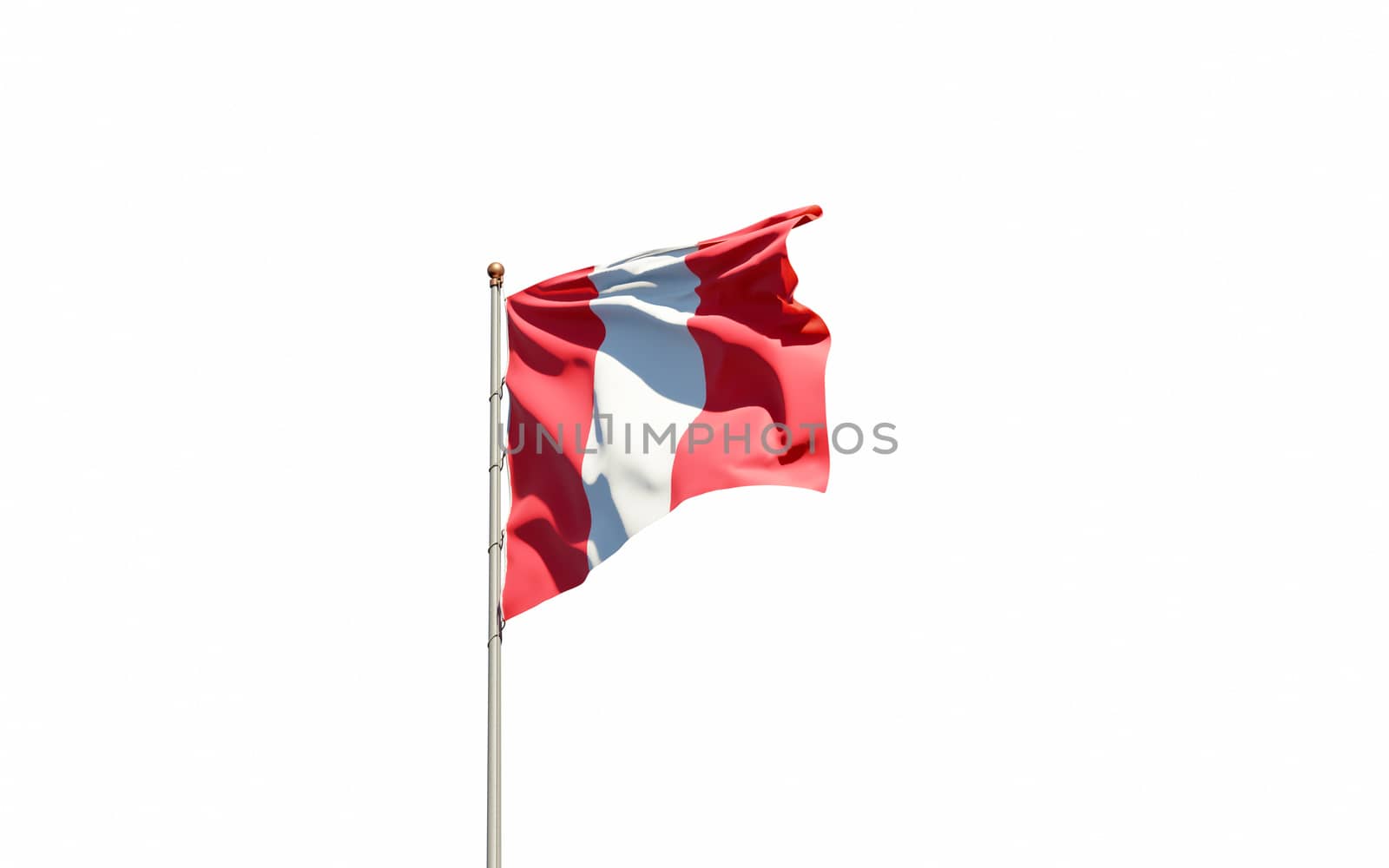 National state flag of Peru fluttering at sky background. by altman