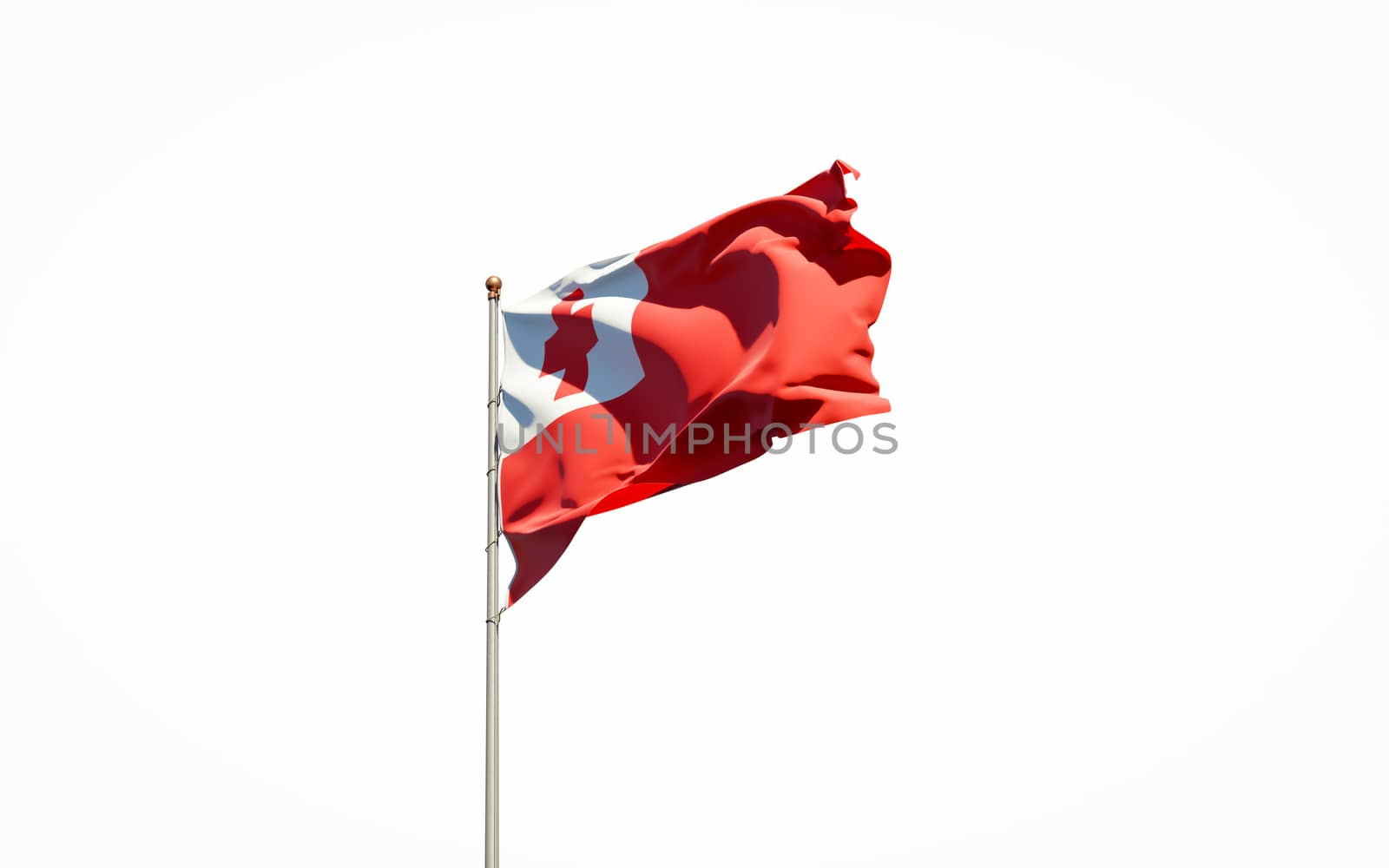 Beautiful national state flag of Tonga on white background. Isolated close-up Tonga flag 3D artwork.