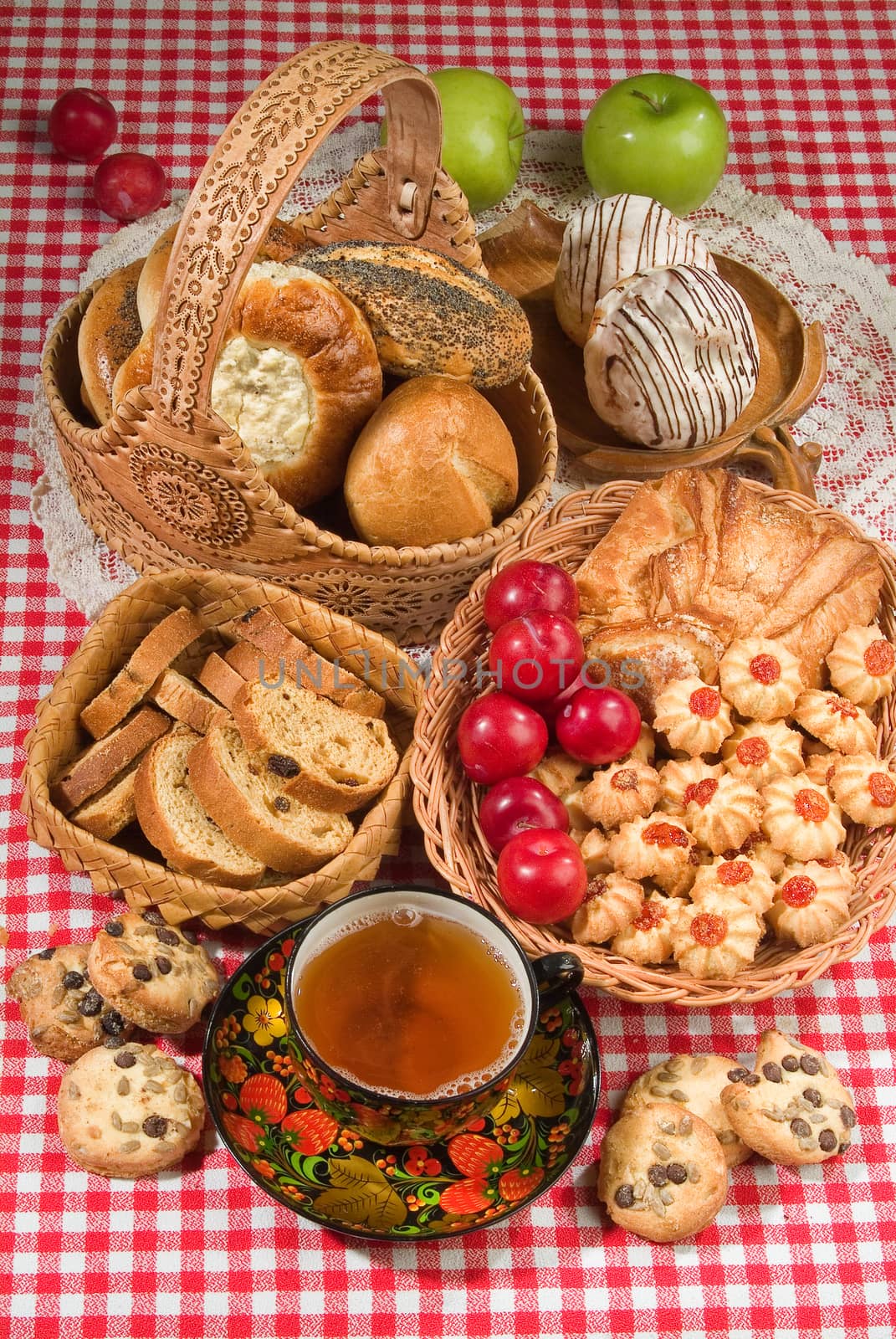 Different kinds of bread on a studio background