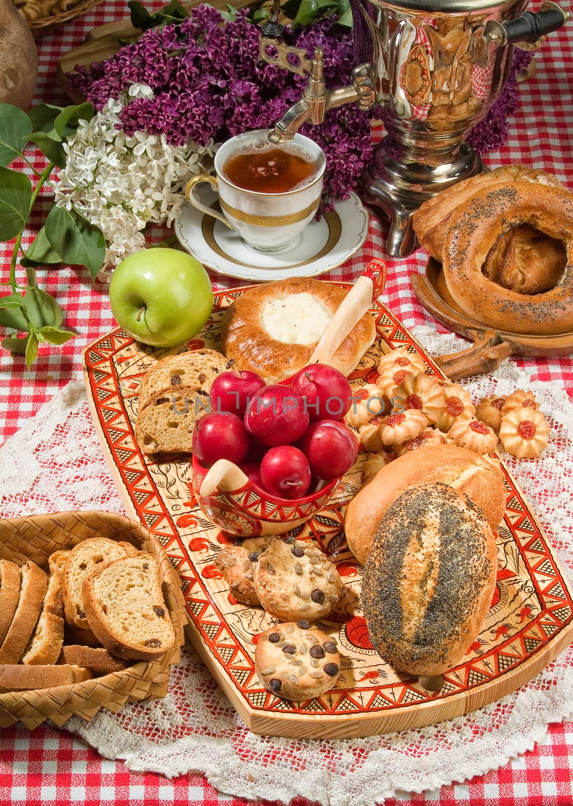 Different kinds of bread on a studio background