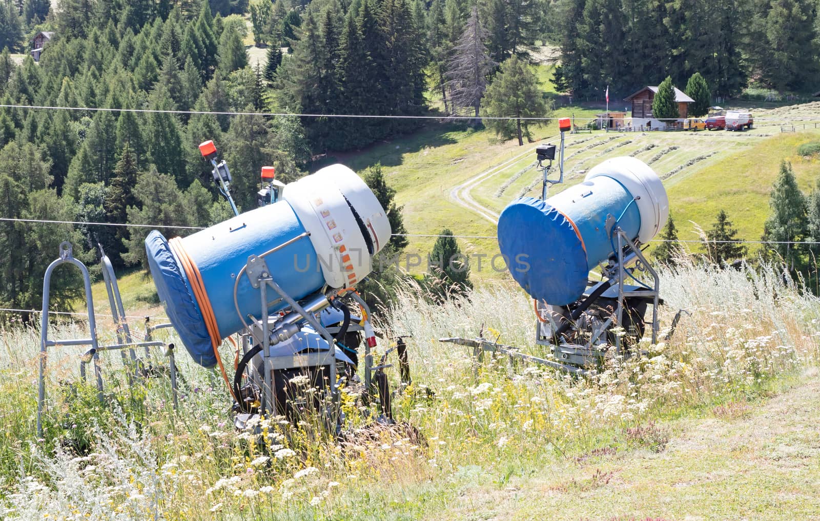 Snow cannon in the summer, ready to be used