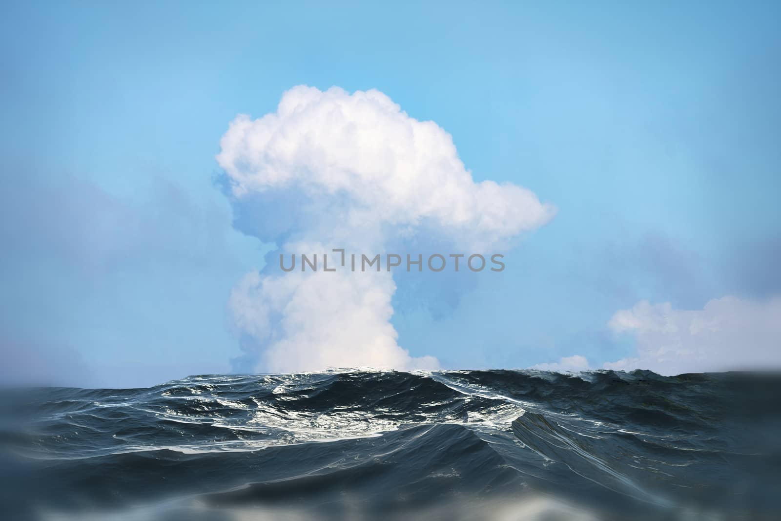 Big cloud over the great ocean in the Atlantic