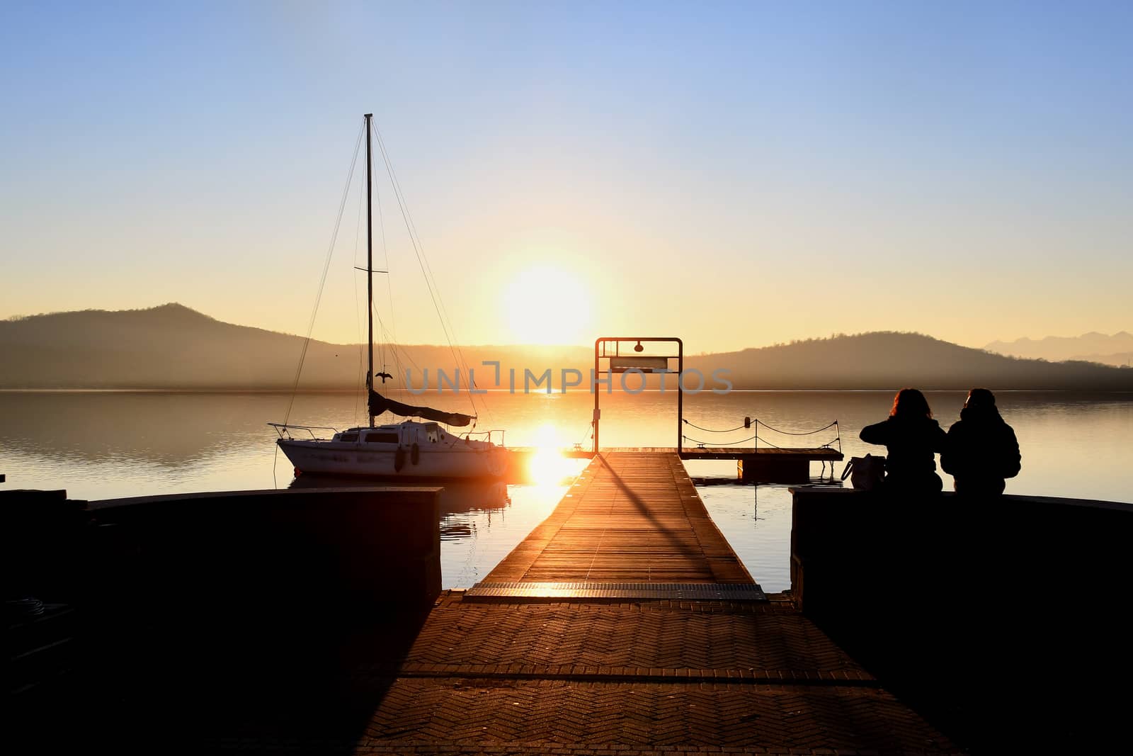 Sunset on the waters of Lake Viverone