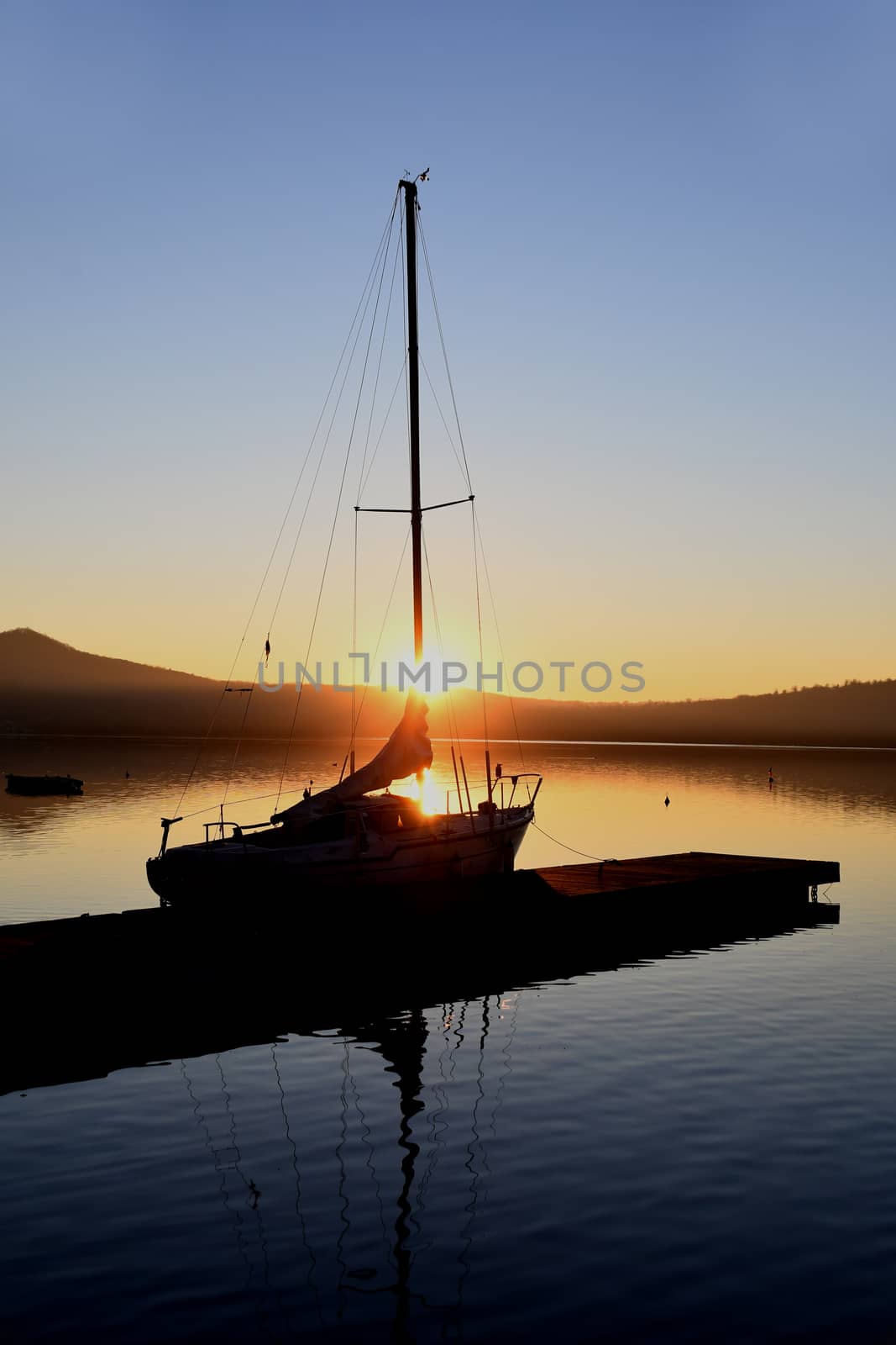 Sunset on the waters of Lake Viverone