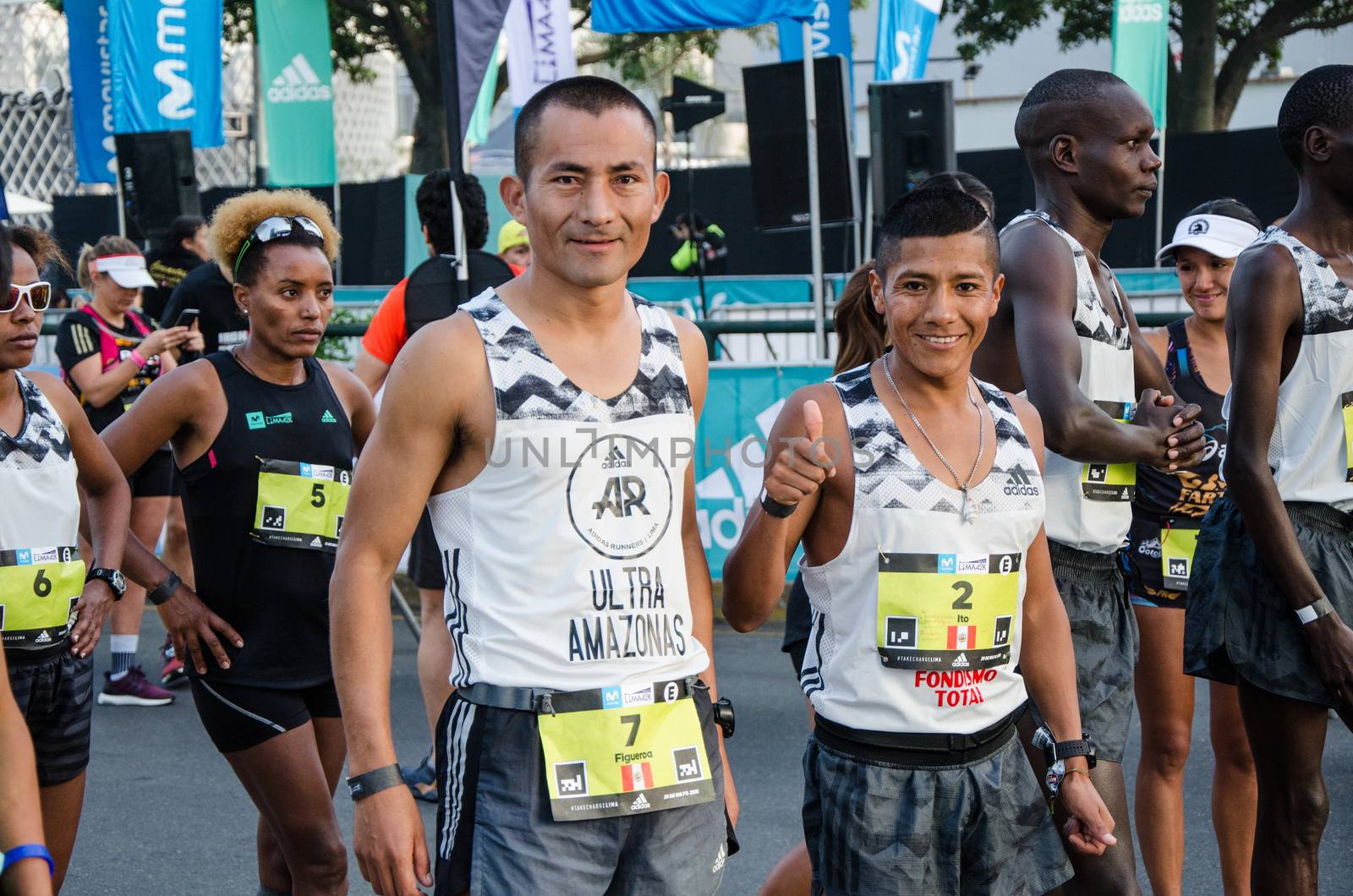 Lima, Peru - May 20th 2018: Marathon Lima 42k, sporting event that gathers athletes from all over the world. Nelson Ito, Peruvian athlete, third place in the marathon.