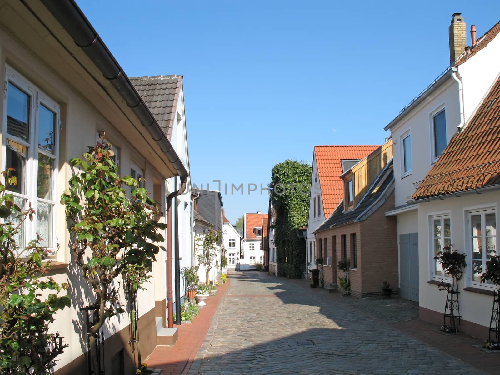 Street scene in Schleswig, a town of Schleswig-Holstein, Germany.