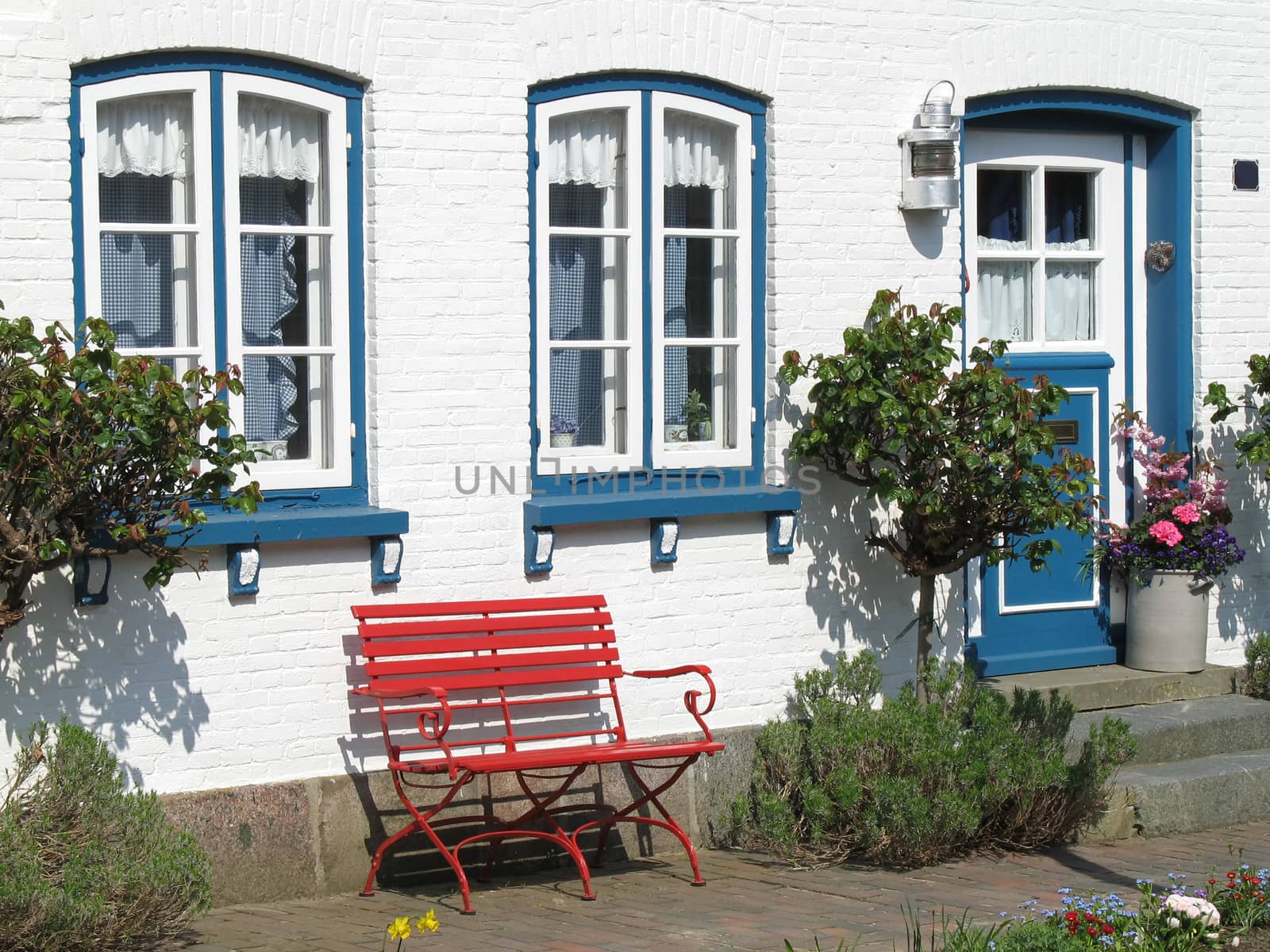 Exterior view of a beautiful house in Arnis, Schleswig-Holstein, Germany.