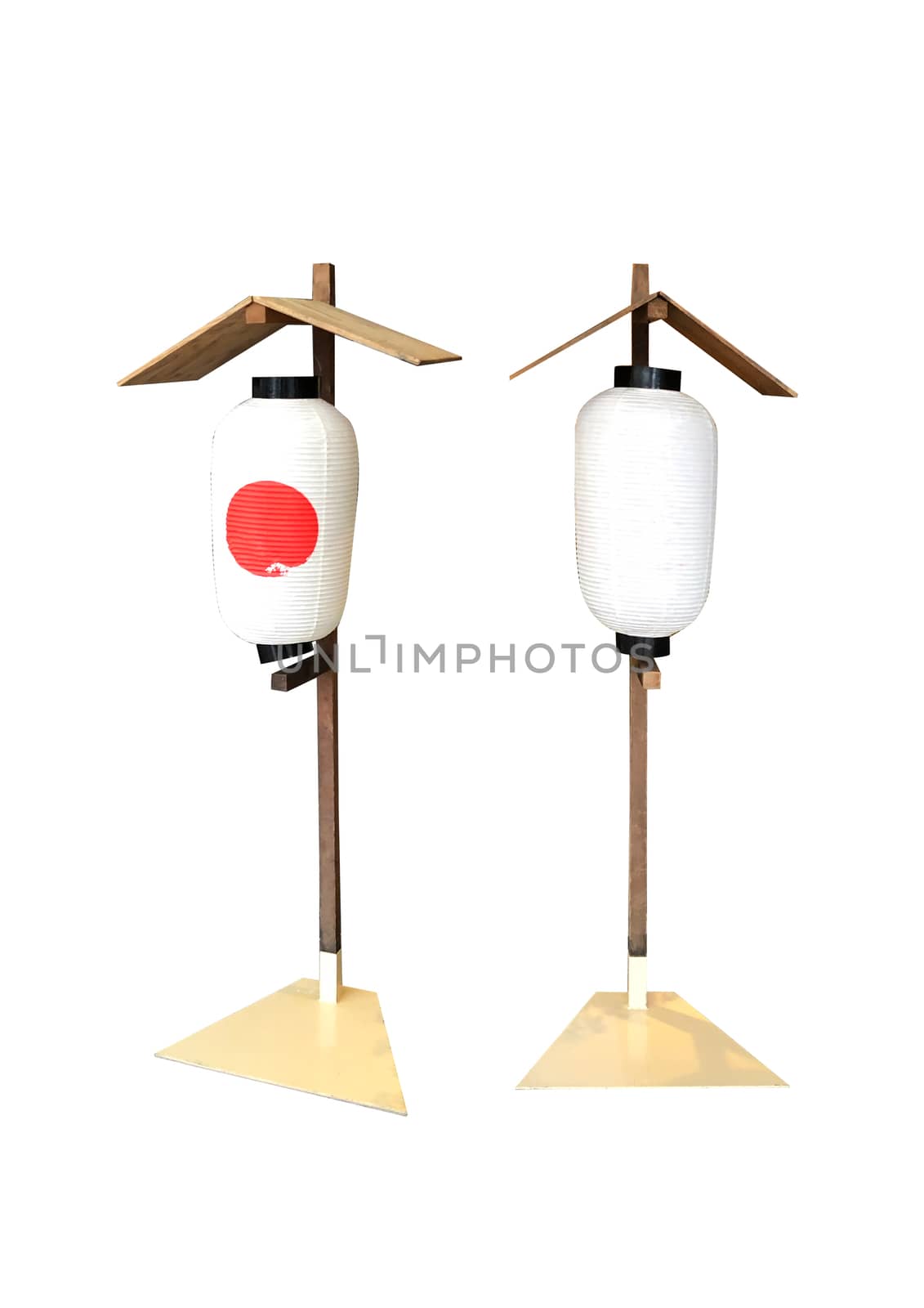 Paper lanterns japanese style on white background by Surasak