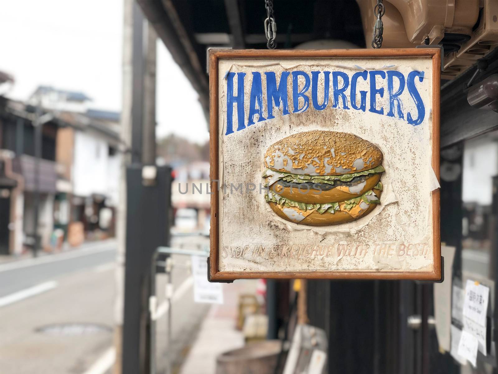 Vintage berger sign food and restaurant on the street