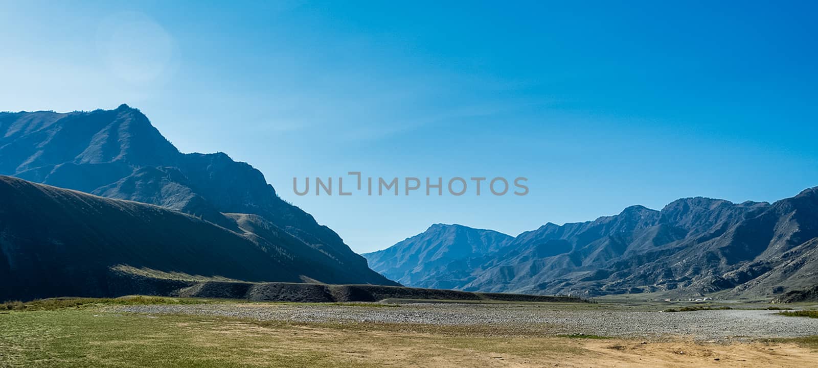 Mountains and hills altai in autumn, panoramic photo. by DePo