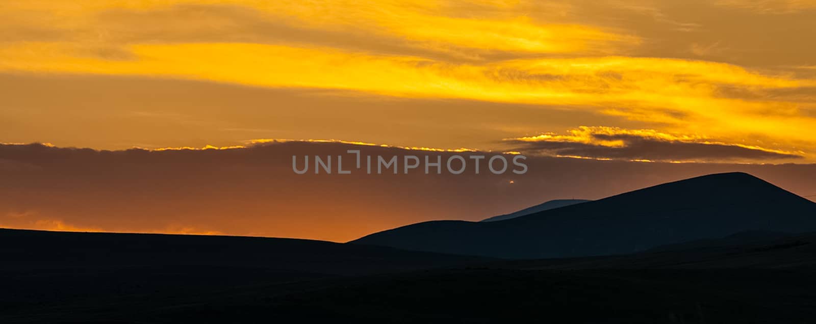 Paronama - sunset over the altai mountains. by DePo