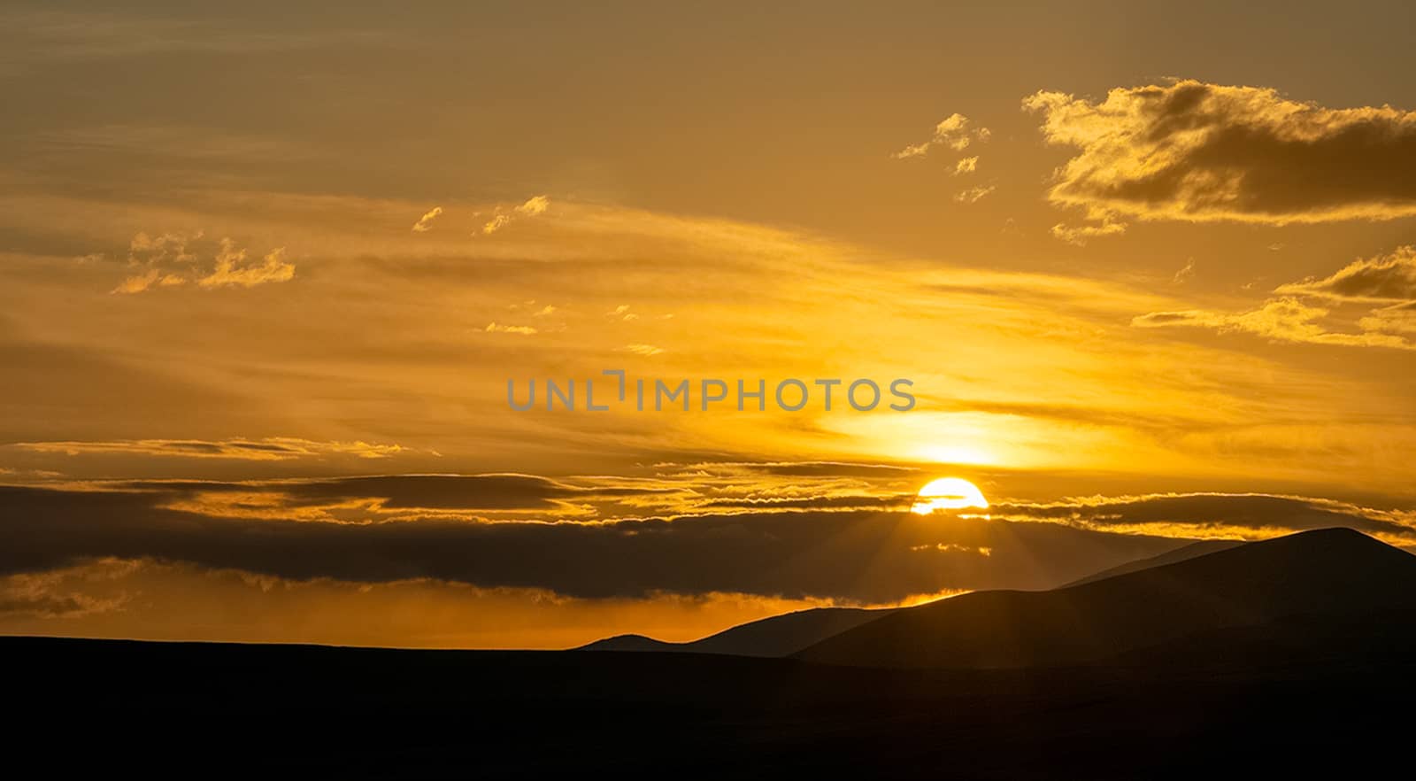 Paronama - sunset over the altai mountains. by DePo