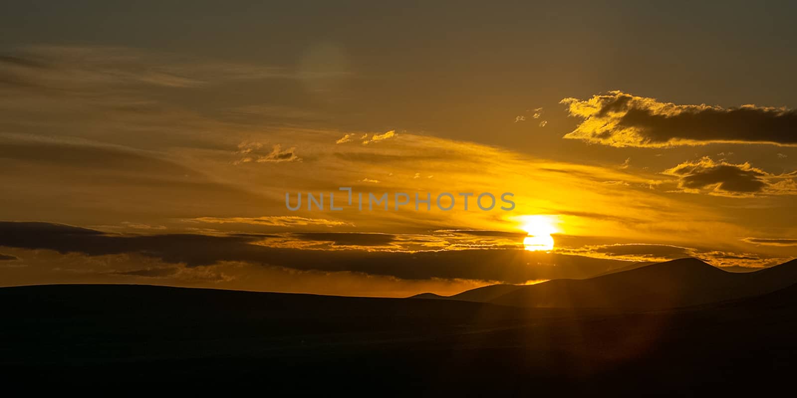 Paronama - sunset over the altai mountains. by DePo