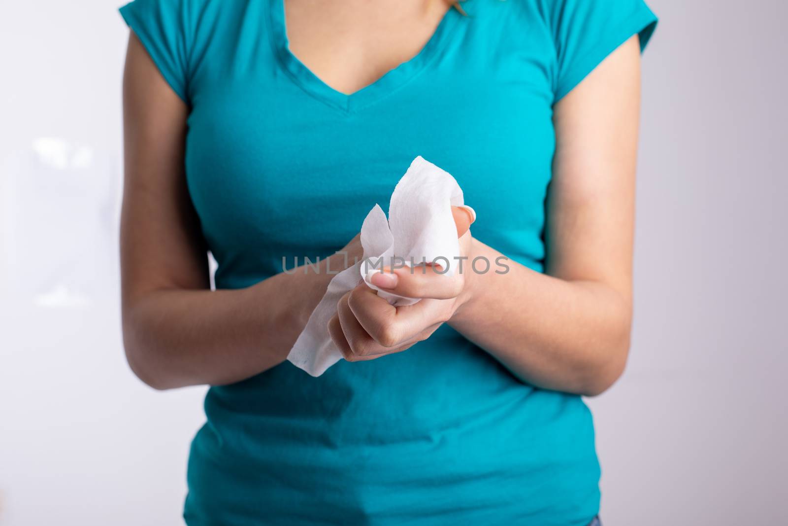 Prevention of infectious diseases - Cleaning hands with wet wipe by adamr